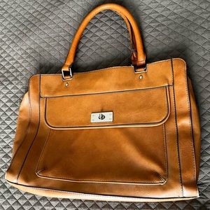 Merona Cognac satchel bag with handles and a long strap